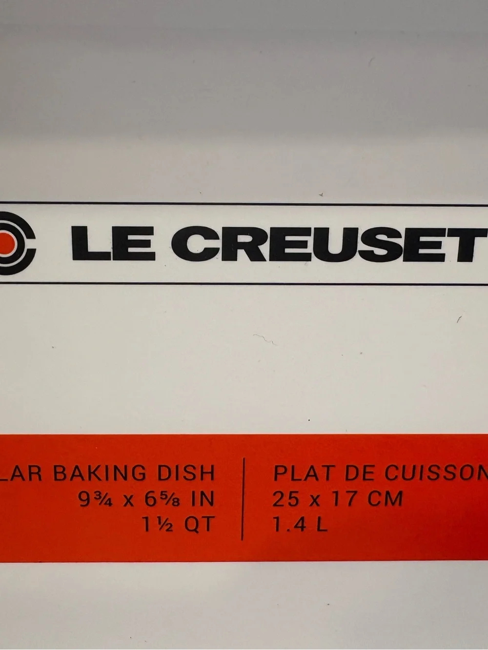 NEW Le Creuset White Rectangular Baking Dish- 9¾ x 6⅝ IN 1 1/2 quart